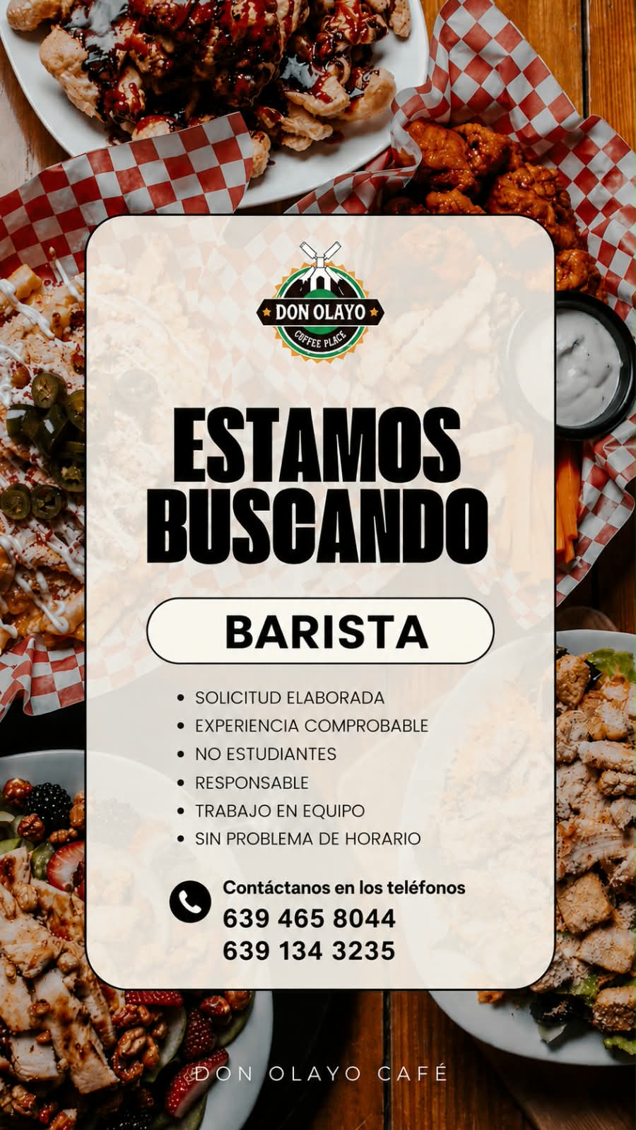 VACANTE BARISTA EN DON OLAYO CAFÉ
