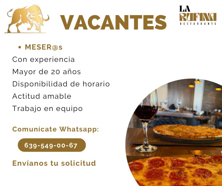 Vacante en La Rufina Restaurante
